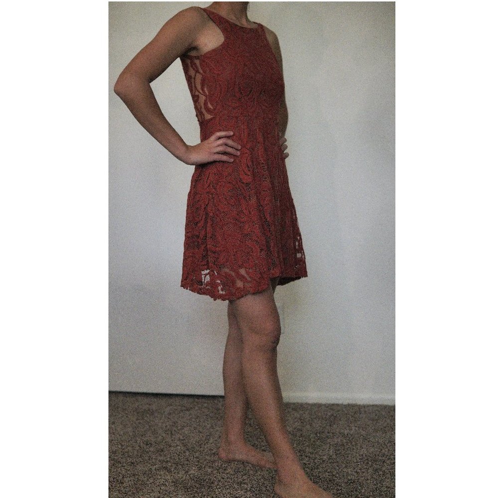 Foreign Exchange Terracotta Lace Mini Dress